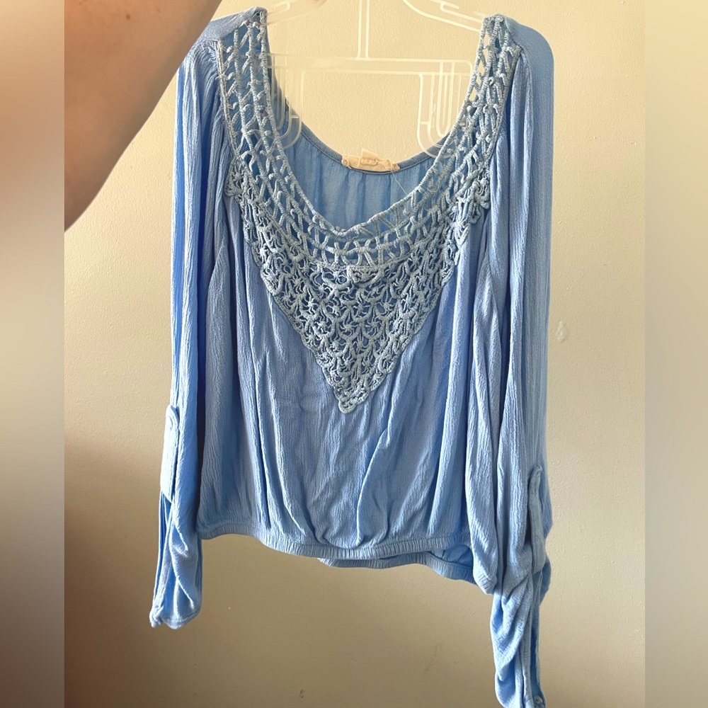 Miss Daisy Crochet Detailed Flowy Crop Top, Size Large